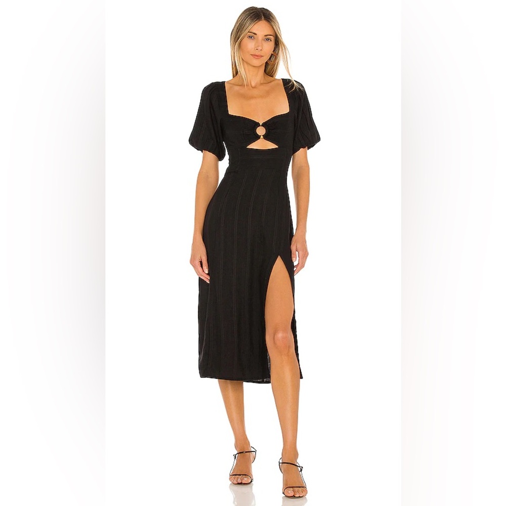 L*Space Black Midi Dress with Keyhole and Slit